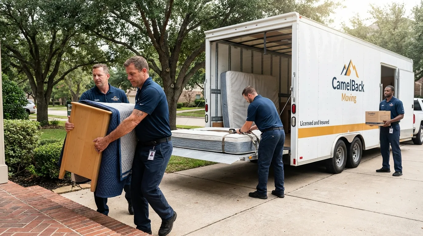 Crew loading residential truck for cross-state move from Ortonville, MI