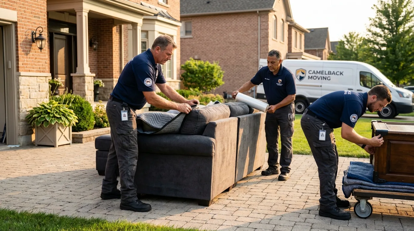 Large estate moving crew wrapping furniture in Ortonville, MI