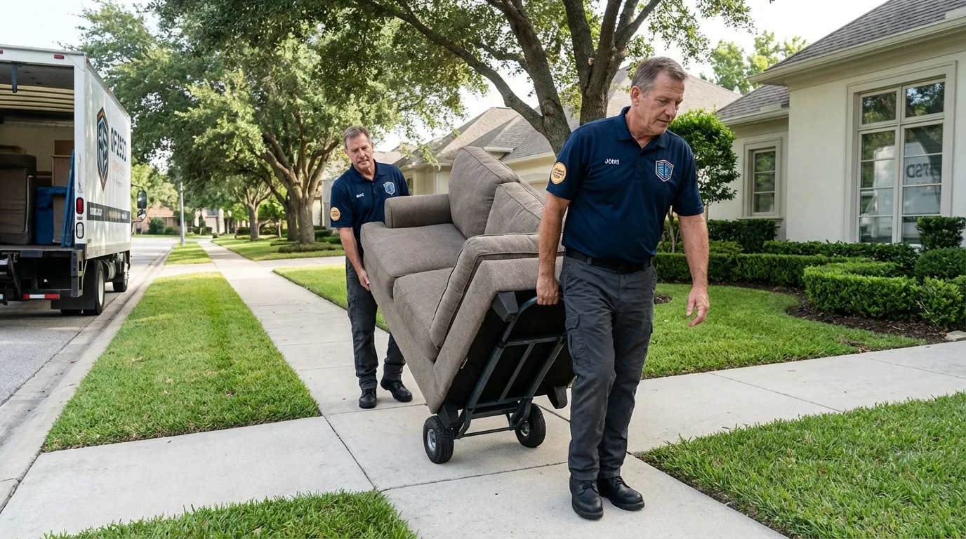 Local residential moving crew loading furniture in Ortonville, MI